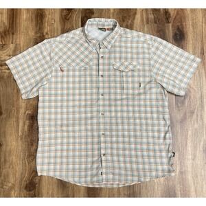 Howler Bros Shirt Mens L  Orange Plaid Short Sleeve Button Up Fishing Outdoor
